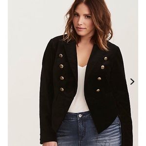 Torrid Cropped Velvet Military Blazer